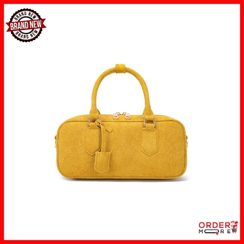 Faux Suede Crossbody Shoulder Bag, Barrel Shape, Daily Essentials Purse